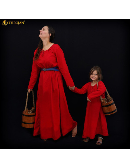 Robe médiévale longue en coton modèle...