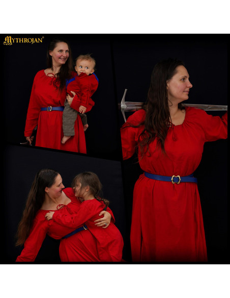 Robe médiévale longue en coton modèle...