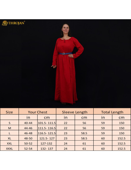 Robe médiévale longue en coton modèle...