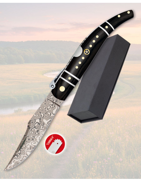 Couteau de collection en damasquin,...