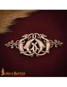 Fermeture de cape celtique Cerfs, bronze vieilli