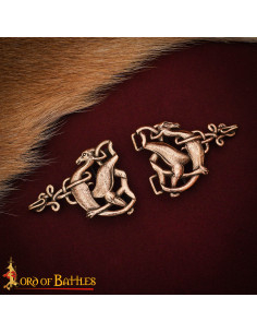 Fermeture de cape celtique Cerfs, bronze vieilli 2