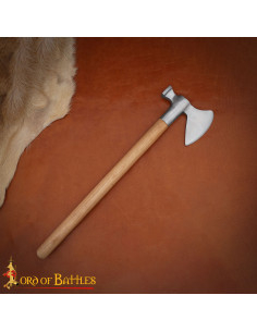 Hache médiévale en acier avec tête de marteau, manche en...