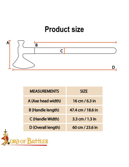 Hache médiévale en acier avec tête de...