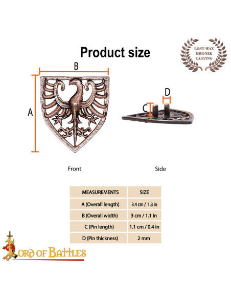 Ornement aigle héraldique en bronze...
