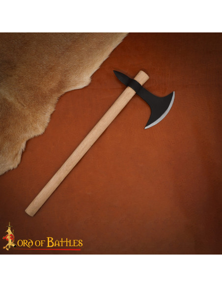 Hache viking médiévale en acier au...