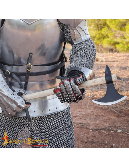 Hache viking médiévale en acier au...