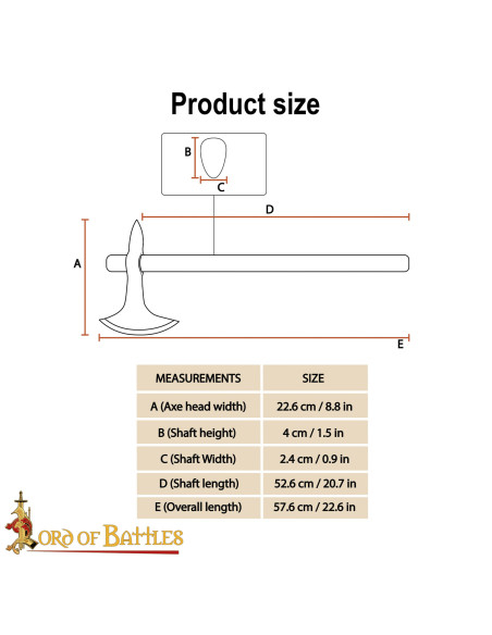 Hache viking médiévale en acier au...