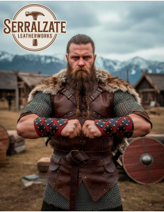 Brassards en Cuir Rouge Brigandine pour Aventurier 2