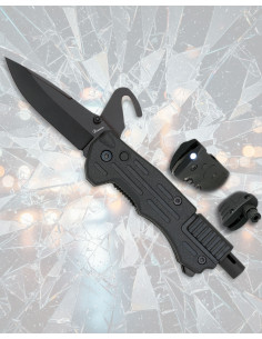 Couteau tactique de secours Albainox noir avec Skinner