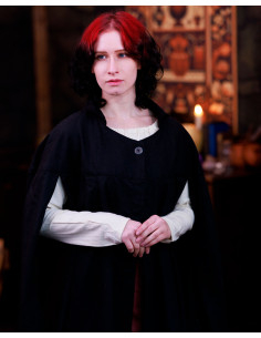 Cape médiévale col haut modèle Bron - noir 2