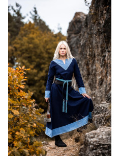 Robe femme viking Jorunn, Bleu-Bleu Clair