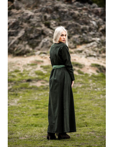 Robe médiévale modèle Alvilda à col rond, verte 2
