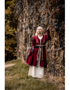 Manteau viking pour femme Birka Skadi, couleur rouge