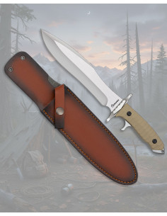 Couteau tactique Albainox manche G10 avec étui en cuir