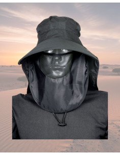 Chapeau Saharien Barbaric avec filet, couleur noire