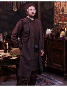 Gilet médiéval long modèle Oberon, couleur marron