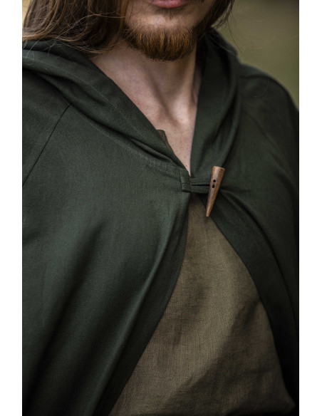 Cape médiévale verte avec capuche,...