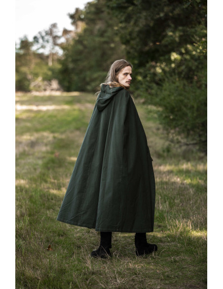 Cape médiévale verte avec capuche,...
