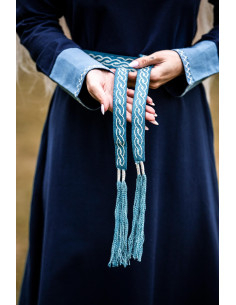 Ceinture unisexe modèle Veigga, bleu avec broderies