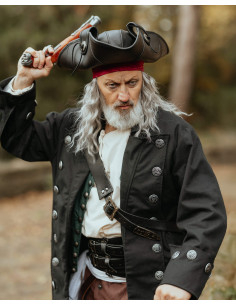 Chapeau de pirate en cuir modèle Flint, couleur noire 2