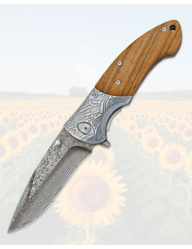 Couteau Albainox décoré laser 3D en bois zèbre