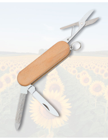 Couteau de poche multifonction Albainox avec manche en bois