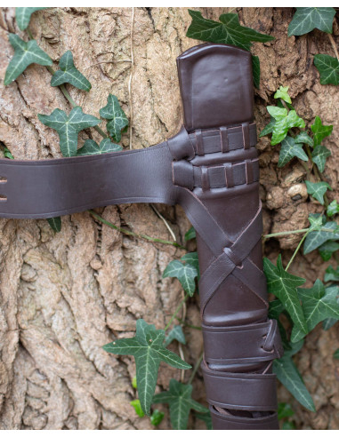 Housse marron pour épée en bois recouvert, modèle Eldric