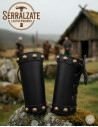 Bracelets vikings en cuir noir et clous