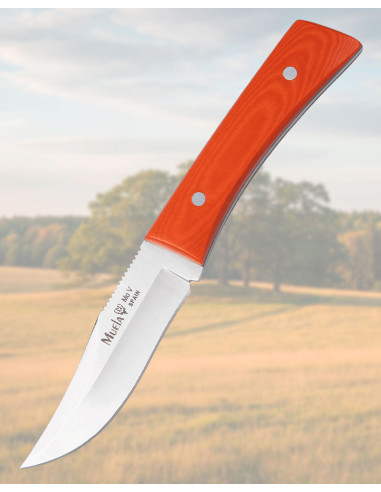 Couteau intégral Muela avec manches en micarta orange
