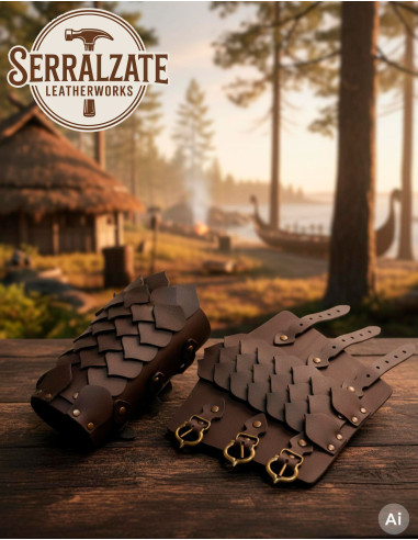 Brassards de guerrier en cuir marron ajustables