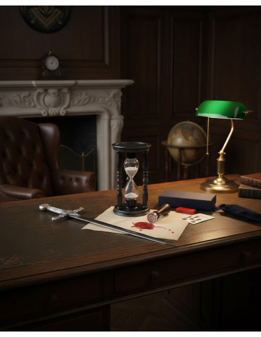 Pack Maçon Entre le Compas et le Sable composé par sablier, coupe-papier et tampon à cacheter