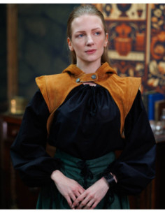 Gugel médiéval en cuir suédé modèle Galatea, marron clair