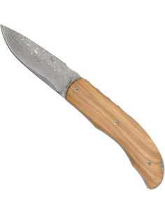 Couteau de poche en acier Damas 71 couches et ébène