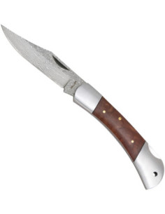 Couteau de poche en Damas de bois de racine, classique