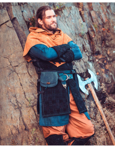 Brassards médiévaux en cuir modèle Sigurd, couleur noir