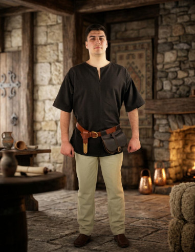 Tunique viking manche courte Olaf, marron