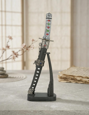 Miniature Katana avec support, 12 cm.