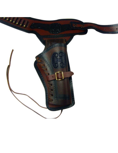cartouchière en cuir pour un revolver (droitier)