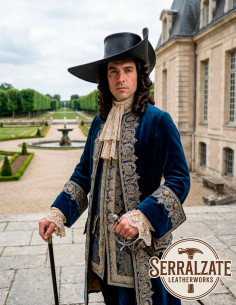 Chapeau Tricorne de Capitaine avec Gravure Baroque, Cuir... 2