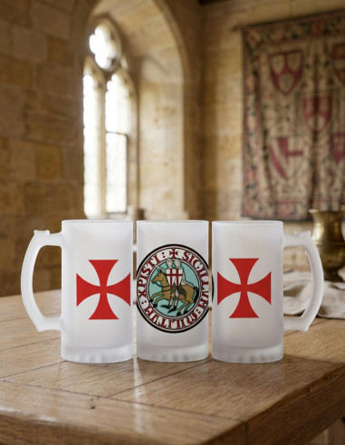Chope à bière Templiers, verre translucide
