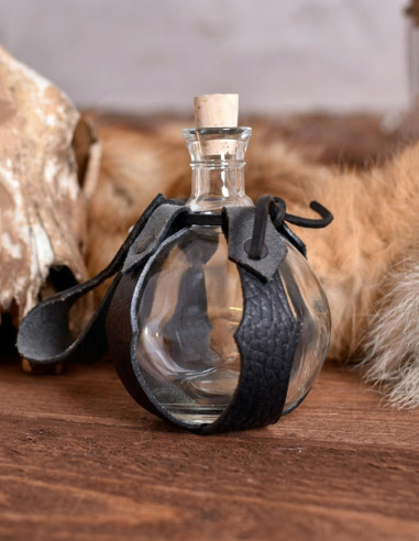 Bouteille en verre Bombe avec baudrier en cuir