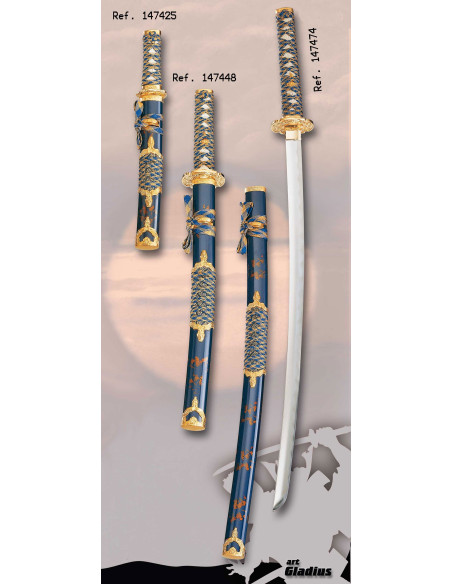 Fourreau Katana bleu-or