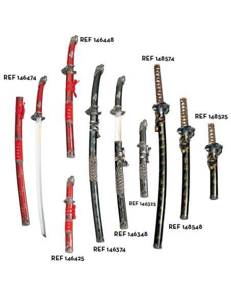 Fourreau dragon Wakizashi noir-or