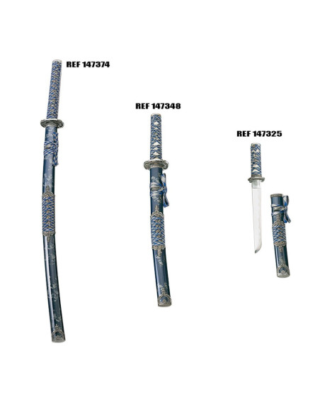 Wakizashi bleu-argent