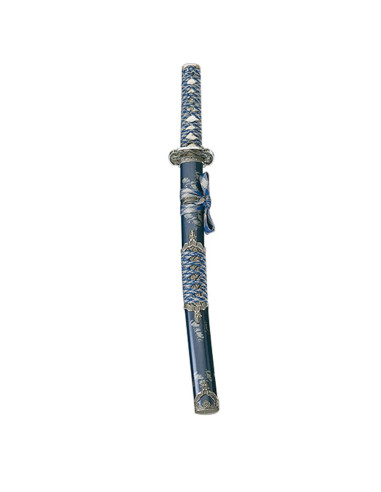 Wakizashi bleu-argent