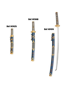 Fourreau Wakizashi bleu-or 2