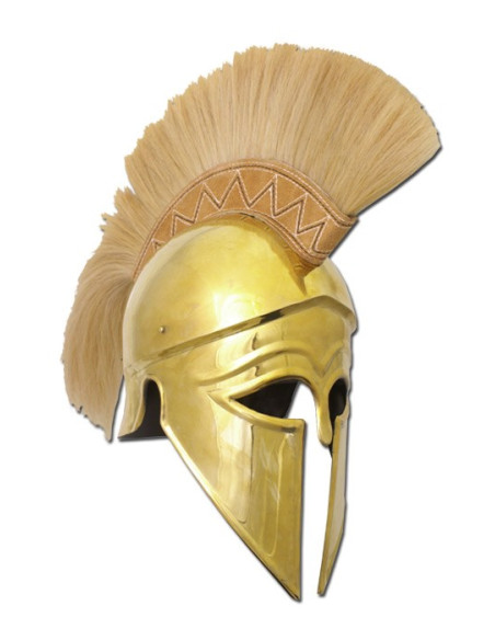 Casque grec corinthien doré avec panache