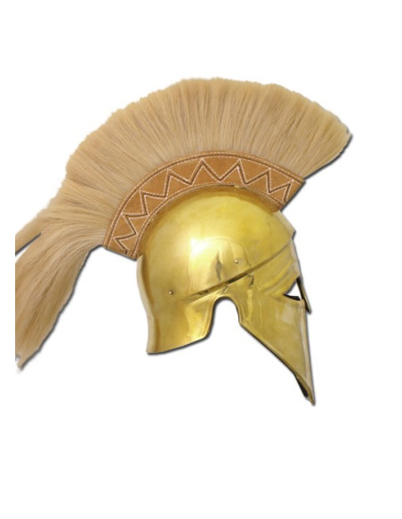 Casque grec corinthien doré avec panache