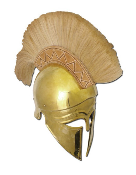 Casque grec corinthien doré avec panache